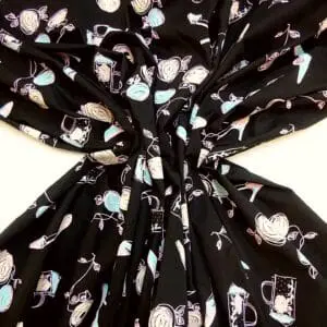 Cotton Print Fabric Stretch Ebony Pumps Black Pink