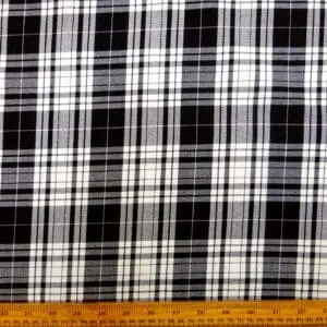 Suiting Fabric Tartan Fife Glade Black White