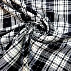 Suiting Fabric Tartan Fife Glade Black White