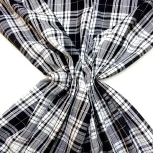Suiting Fabric Tartan Fife Glade Black White