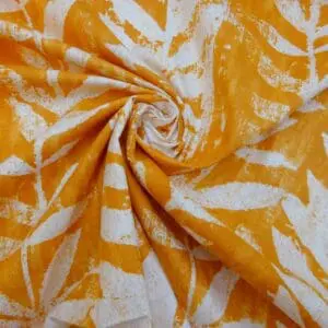 Cotton Canvas Fabric Floral Portmeirion Palms Tangerine