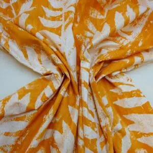 Cotton Canvas Fabric Floral Portmeirion Palms Tangerine