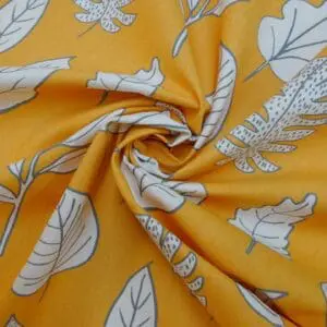 Cotton Canvas Fabric Floral Leaf Collective Amber