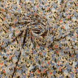 Crepe De Chine Fabric Floral Salzberg Blue