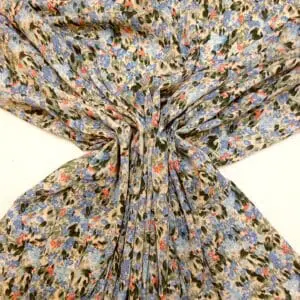 Crepe De Chine Fabric Floral Salzberg Blue