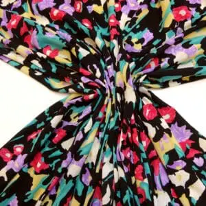 Crepe De Chine Fabric Ravello Fiesta Floral Black Multi