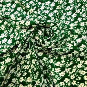 Crepe De Chine Fabric Capri Floral Green