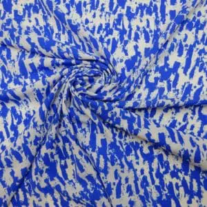 Crepe De Chine Fabric Summer Blizzard Royal/White