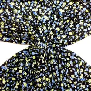 Crepe De Chine Fabric Vienna Violas Yellow Blue Black