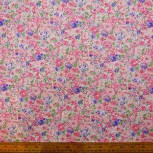 Crepe De Chine Fabric Pick And Mix Flowers Pink Lilac