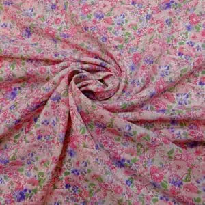 Crepe De Chine Fabric Pick And Mix Flowers Pink Lilac