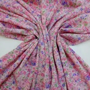 Crepe De Chine Fabric Pick And Mix Flowers Pink Lilac