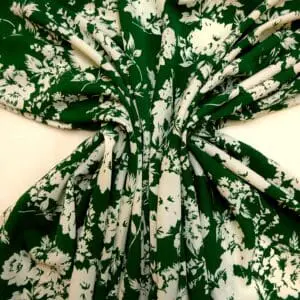 Crepe De Chine Fabric Floral Bilbao Blooms Green White