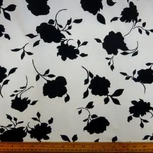 Crepe De Chine Fabric Shadow Flower Black White