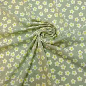 Crepe De Chine Fabric Confetti Flower Sage