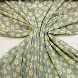 Crepe De Chine Fabric Confetti Flower Sage