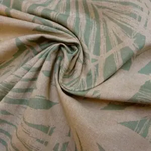 Curtain Fabric Hopsack Linen Look Kentucky Leaf Duck Egg Beige