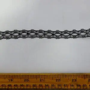 Flat Lace Trimming Viva Eyelet 12mm Wide Black