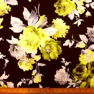 Scuba Jersey Fabric Greek Golden Blooms Black Yellow