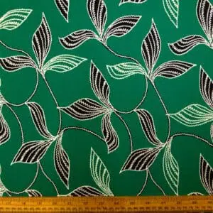 T-Shirting Jersey Fabric Emboss Effect Lush Lefkada Leaves Green