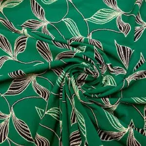 T-Shirting Jersey Fabric Emboss Effect Lush Lefkada Leaves Green