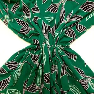 T-Shirting Jersey Fabric Emboss Effect Lush Lefkada Leaves Green