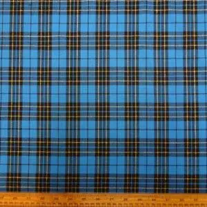 Tartan Suiting Fabric Renegade Gold Lurex Turquoise