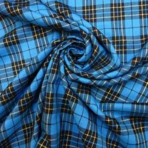 Tartan Suiting Fabric Renegade Gold Lurex Turquoise