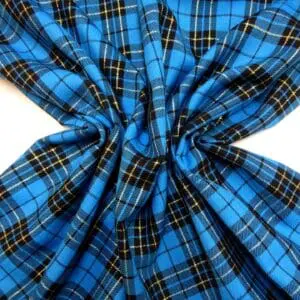 Tartan Suiting Fabric Renegade Gold Lurex Turquoise