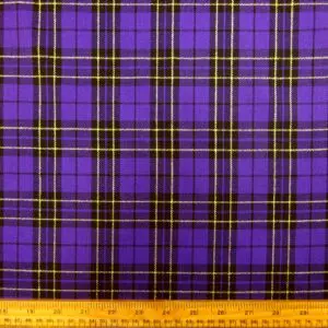Suiting Fabric Tartan Macbeth Gold Glitter Purple