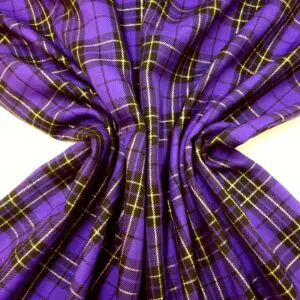 Suiting Fabric Tartan Macbeth Gold Glitter Purple