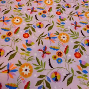 Cotton Fabric Dashwood Craft Cotton Floral Spiro Pink