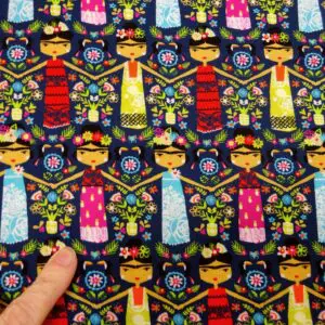 Cotton Fabric Dashwood Craft Cotton Polynesian Dolls Navy