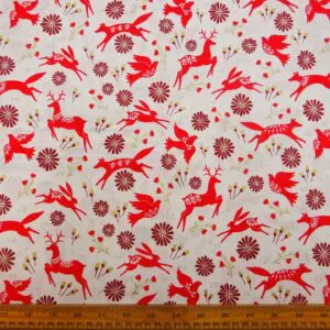 Cotton Fabric Dashwood Craft Cotton Nordic Reindeers White