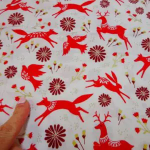 Cotton Fabric Dashwood Craft Cotton Nordic Reindeers White