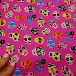 Cotton Fabric Dashwood Craft Cotton Day Of The Dead Cerise