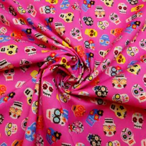 Cotton Fabric Dashwood Craft Cotton Day Of The Dead Cerise