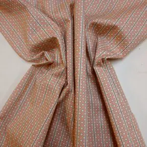 Cotton Fabric Dashwood Craft Cotton Stripy Bubbles Salmon Pink