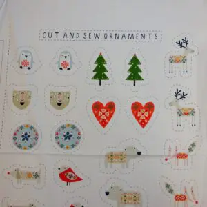 Cotton Fabric Dashwood Craft Cotton Christmas Ornaments Panel Ivory