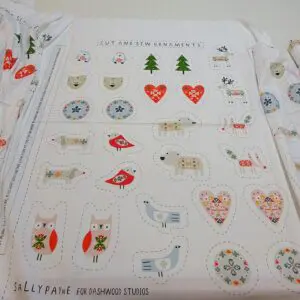 Cotton Fabric Dashwood Craft Cotton Christmas Ornaments Panel Ivory