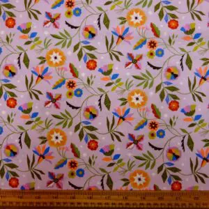 Cotton Fabric Dashwood Craft Cotton Floral Spiro Pink