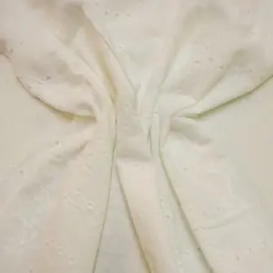 Pure Cotton Fabric Broderie Anglais Swiss Cheese Ivory