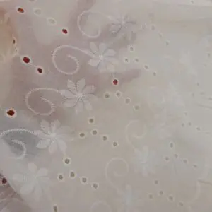 Pure Cotton Fabric Broderie Anglais Swiss Cheese Ivory