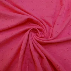 Pure Cotton Fabric Broderie Anglais Brandy Cerise