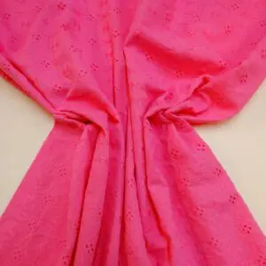 Pure Cotton Fabric Broderie Anglais Brandy Cerise