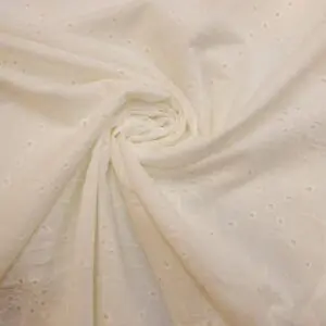 Pure Cotton Fabric Broderie Anglais Swiss Miss Ivory