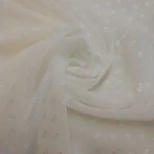 Chiffon Fabric Dobby Eyelash Spot Mamba Ivory