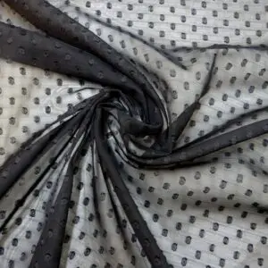 Chiffon Fabric Dobby Eyelash Spot Mamba Black