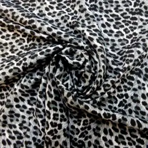 Crepe De Chine Fabric Baby Leopard Grey/Black