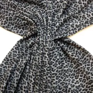 Crepe De Chine Fabric Baby Leopard Grey/Black